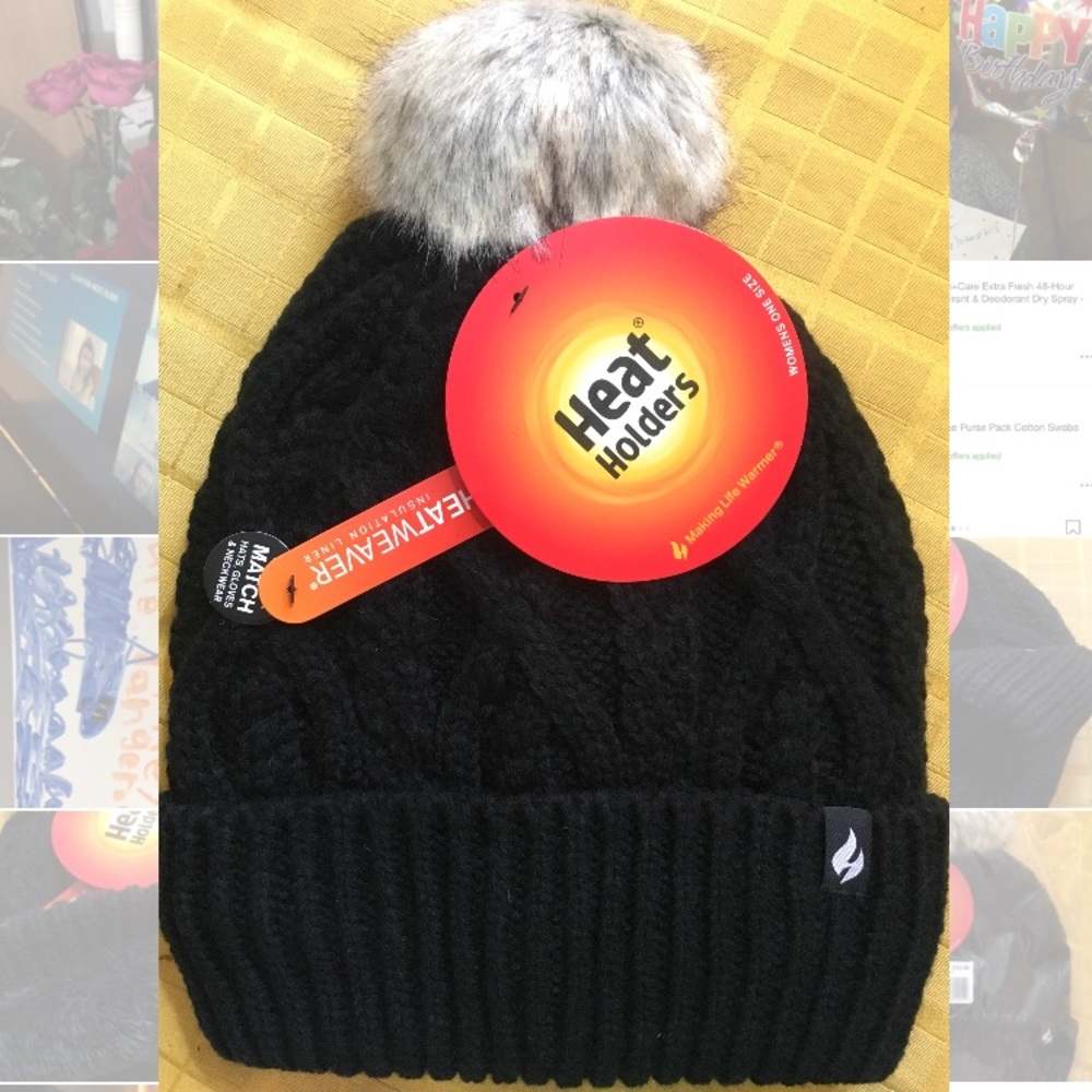 Women's🧣🧤Heat Holders Cable Knit  Pom Pom Beanie